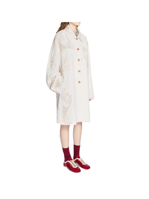 Dries Van Noten ronderoemb339 Cappotto a trapezio ricamato DRIES VAN NOTEN | 261-010284-33998 OFF WHITE